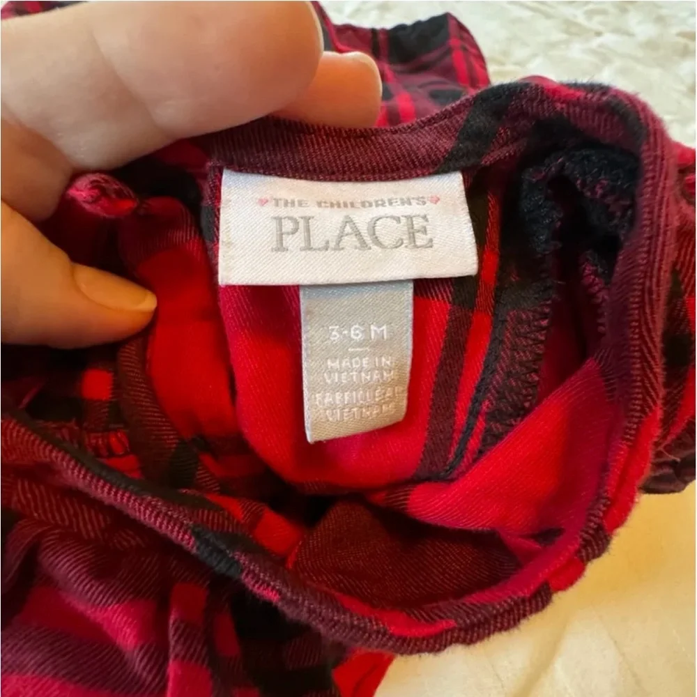 The Children’s Place red Buffalo Check Flannel Dress 3-6 months EUC
